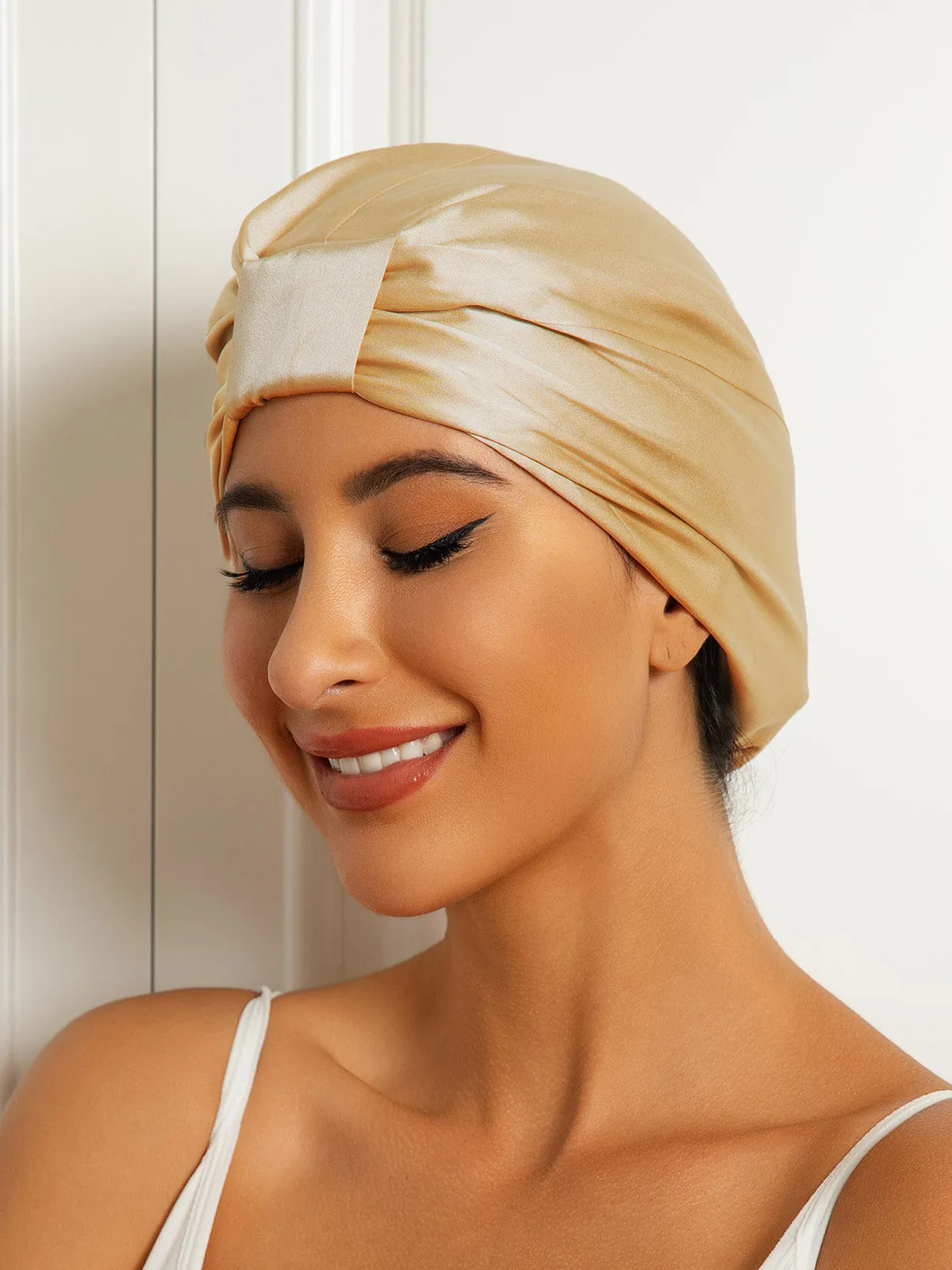 100% Silke Dobbeltlags Natteturban Sovehtte