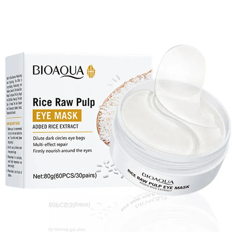 60 Piece White Rice Collagen Eye Mask Anti Dark Circles & Bags Remover Firming & Moisturizing Eye Patches Skin Care