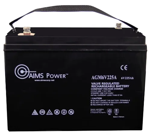 AIMS Heavy Duty AGM 6V 225Ah Deep Cycle Battery