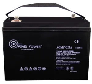 AIMS Heavy Duty AGM 6V 225Ah Deep Cycle Battery
