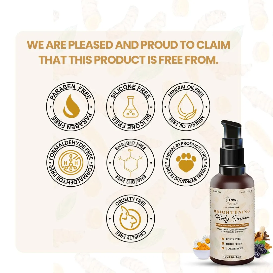 Body Brightening Serum With Turmeric Powder and Chamomile Extracts