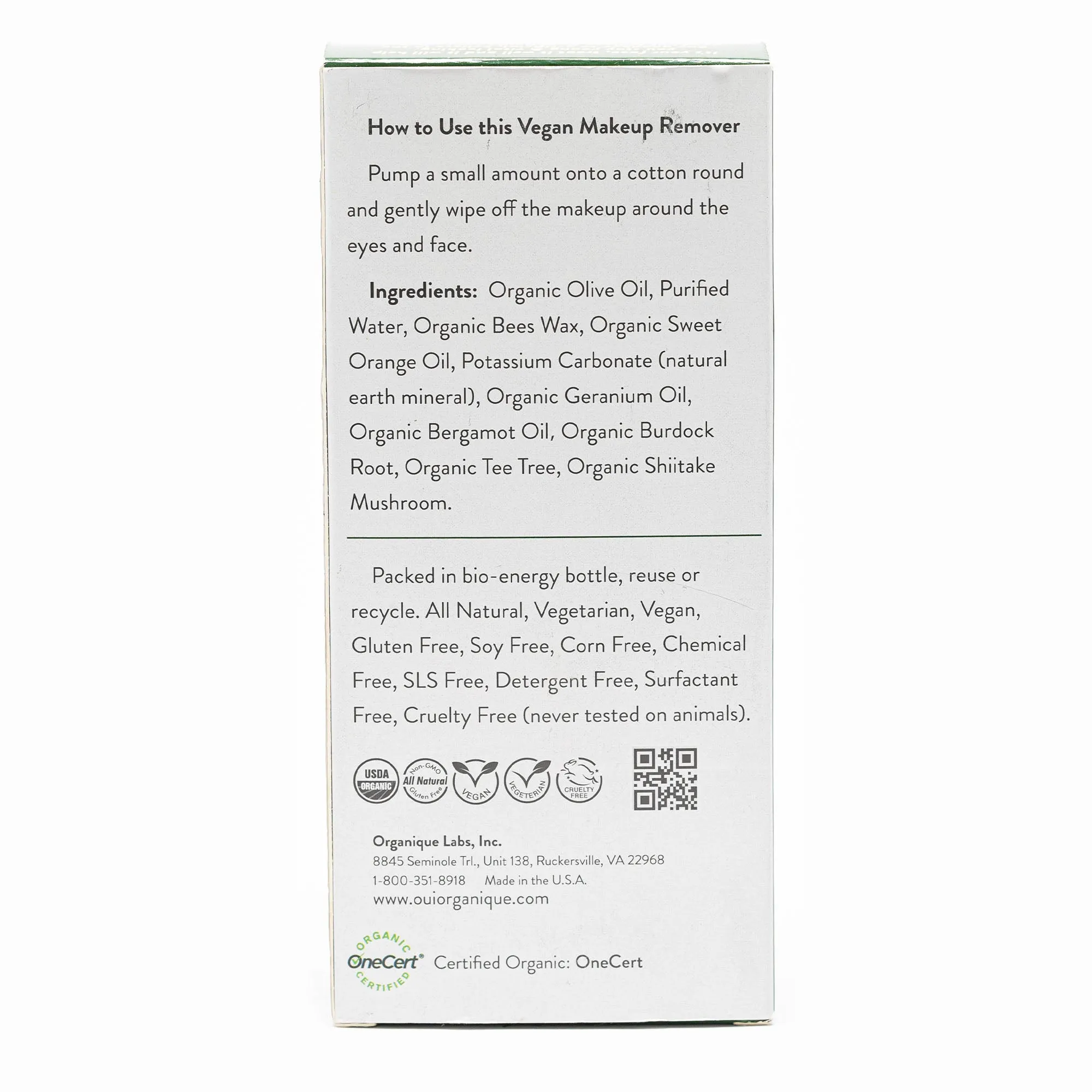 Certified Organic, Alcohol-Free Makeup Remover |Removes Stubborn Makeup|