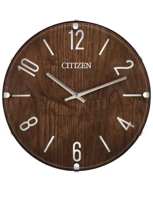 Citizen Gallery Circular Wooden Wall Clock - Dark  Wood - Silver-Tone  Accents