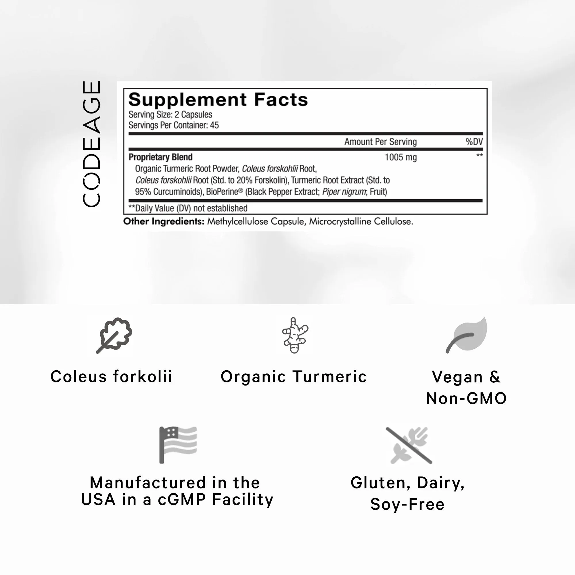 Codeage Antioxidant Forskolin Turmeric Supplement