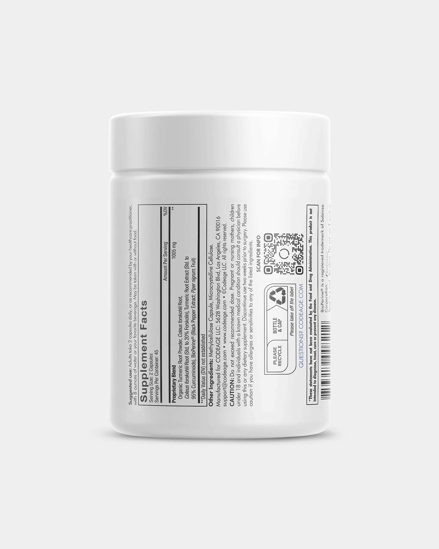 Codeage Antioxidant Forskolin Turmeric Supplement