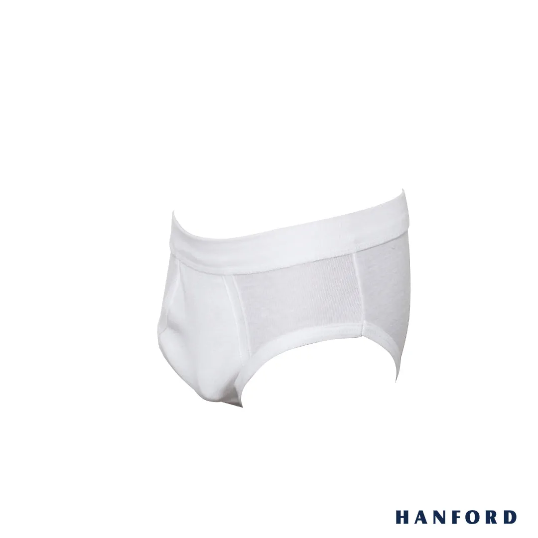 Hanford Kids Premium Ribbed Cotton Comforter Briefs w/ Fly Opening w/ Lycra Waistband - White (3in1 Pack)
