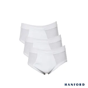 Hanford Kids Premium Ribbed Cotton Comforter Briefs w/ Fly Opening w/ Lycra Waistband - White (3in1 Pack)