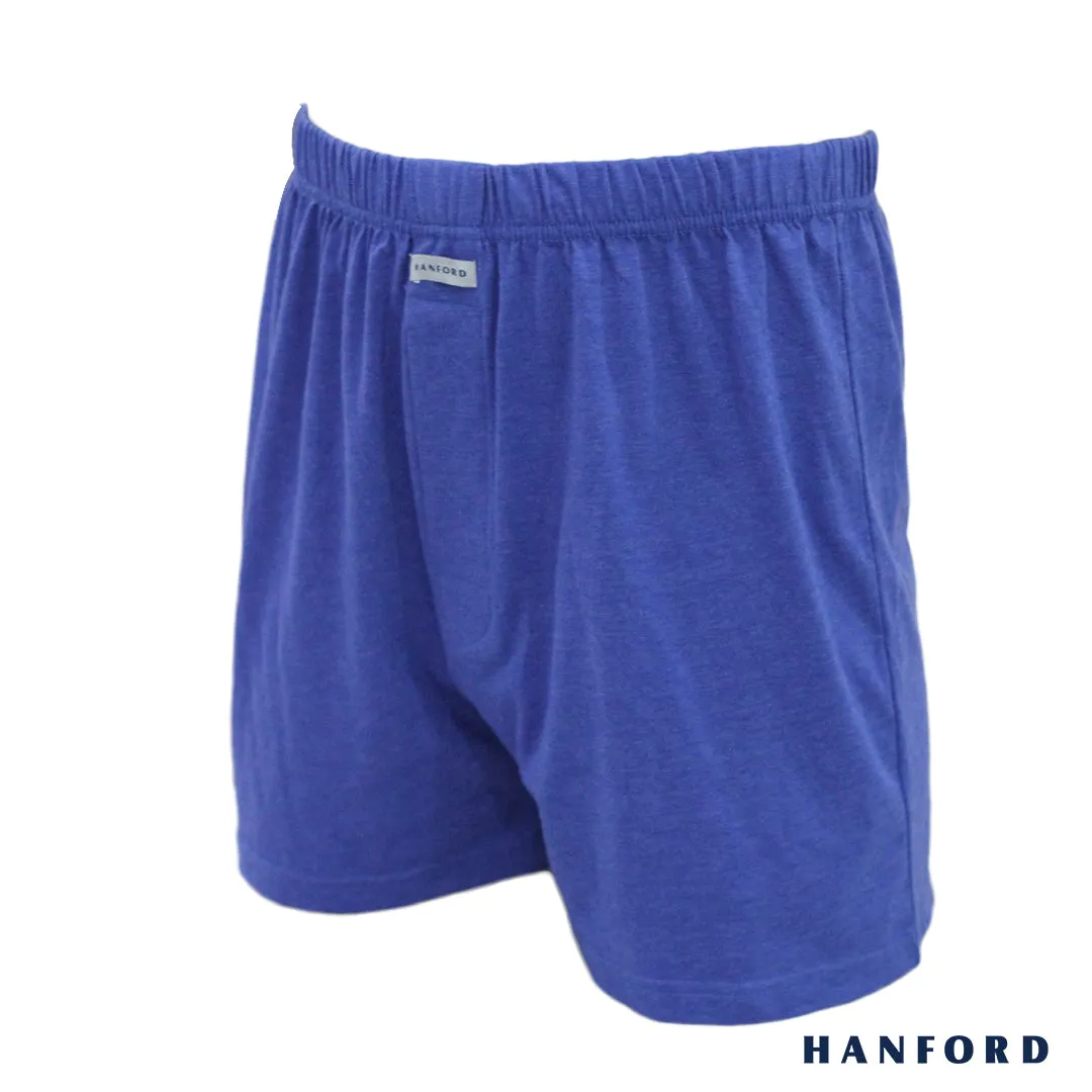 Hanford Men Premium Cotton Knit Lounge/Sleep/Boxer Shorts - Tyler/Blue Lolit (Single Pack)