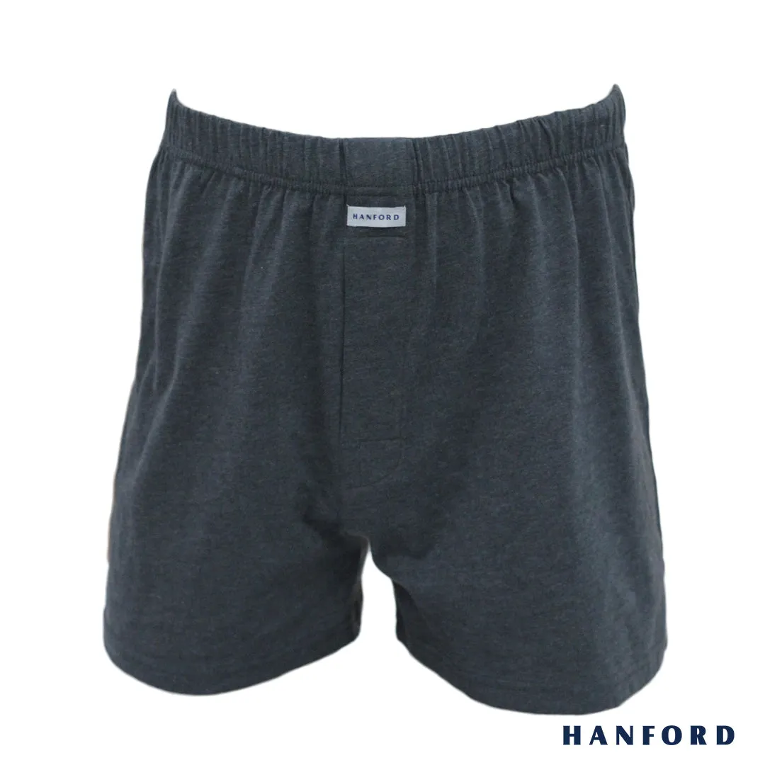 Hanford Men Premium Cotton Knit Lounge/Sleep/Boxer Shorts - Tyler/Dark Shadow (Single Pack)