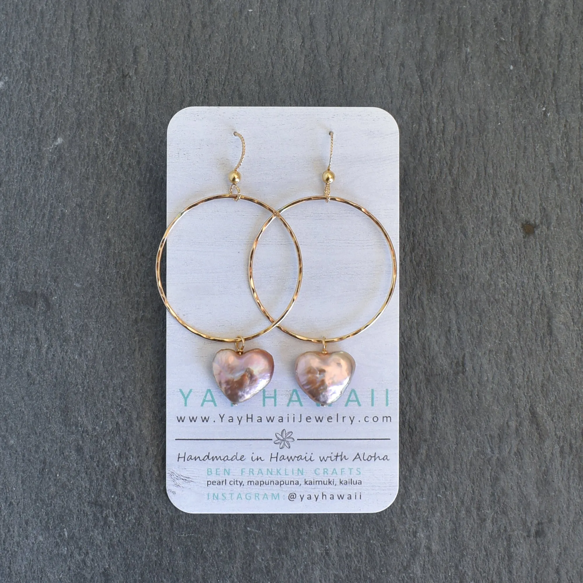 Heart Shape Pearl Large Hoop Earrings