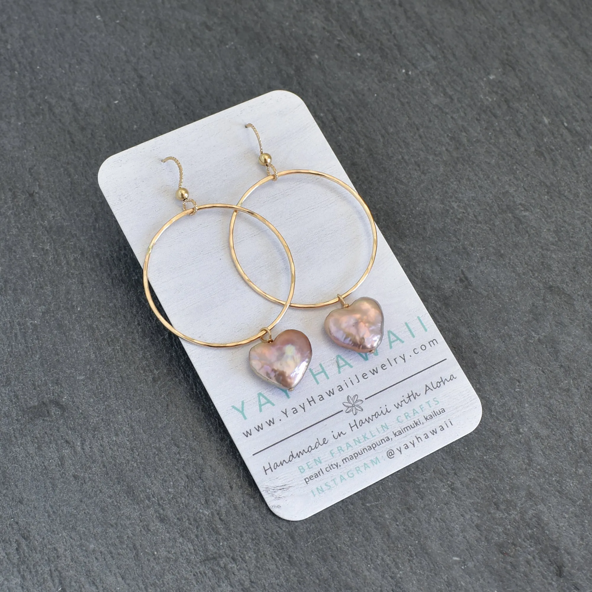 Heart Shape Pearl Large Hoop Earrings