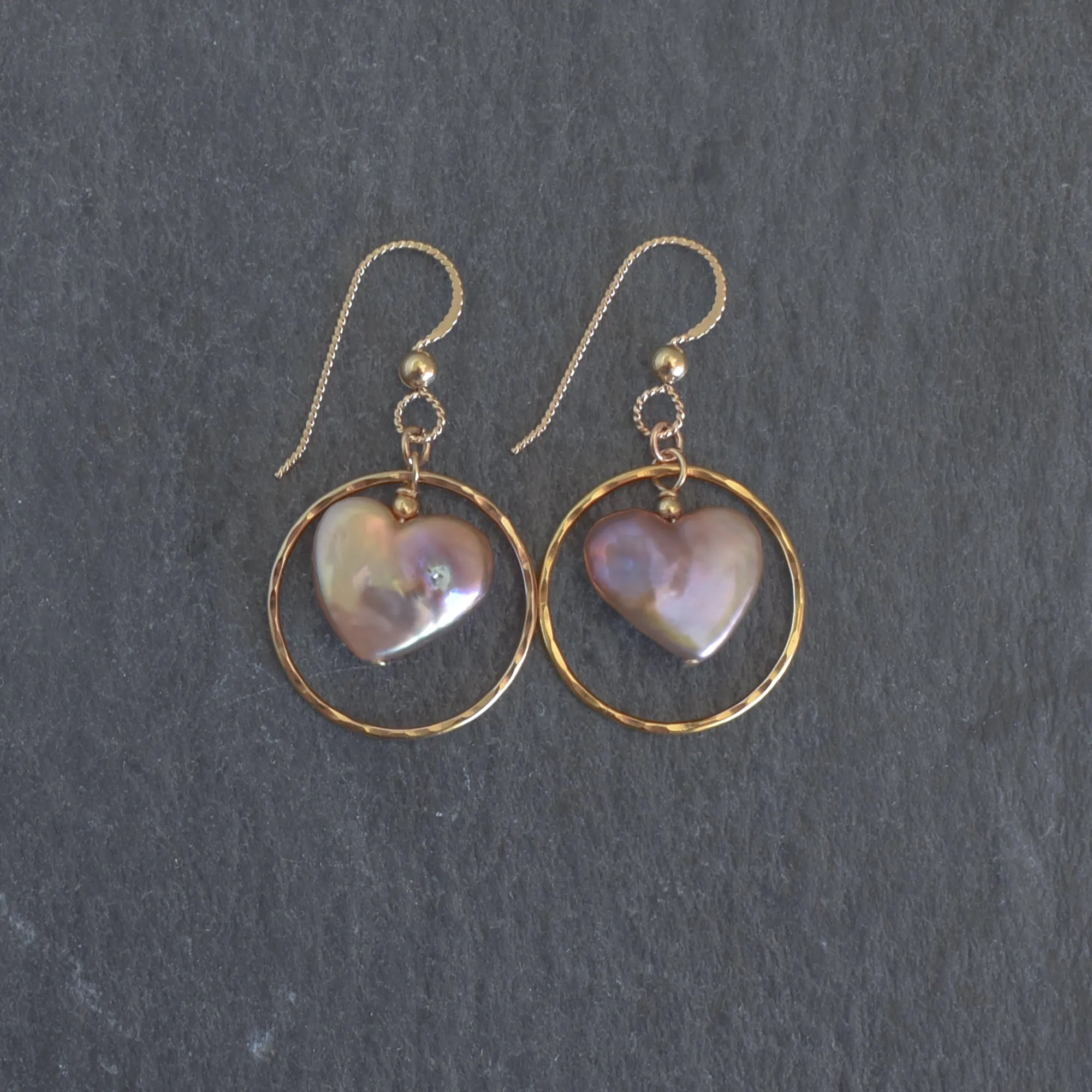 Heart Shape Pearl Medium Hoop Earrings