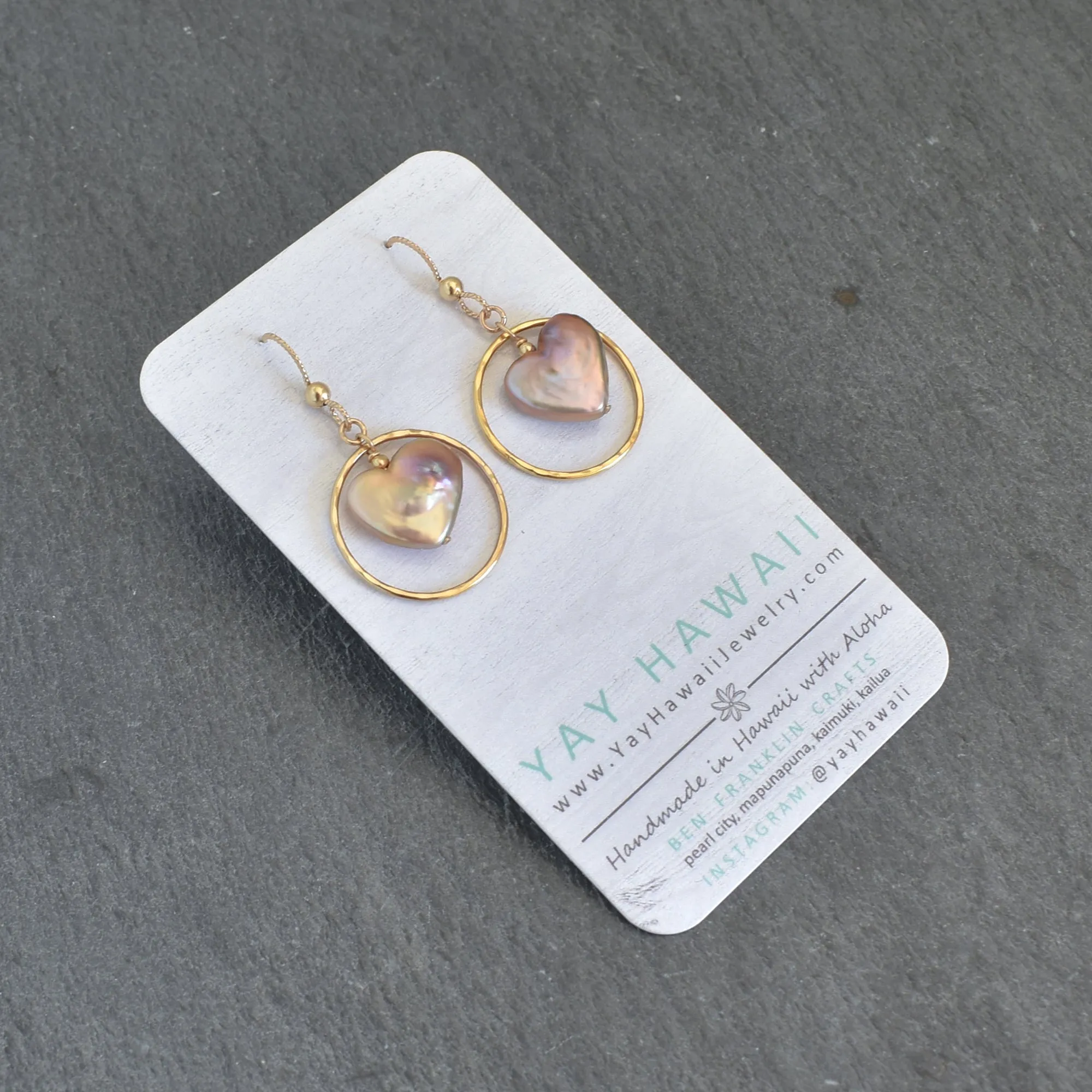 Heart Shape Pearl Medium Hoop Earrings