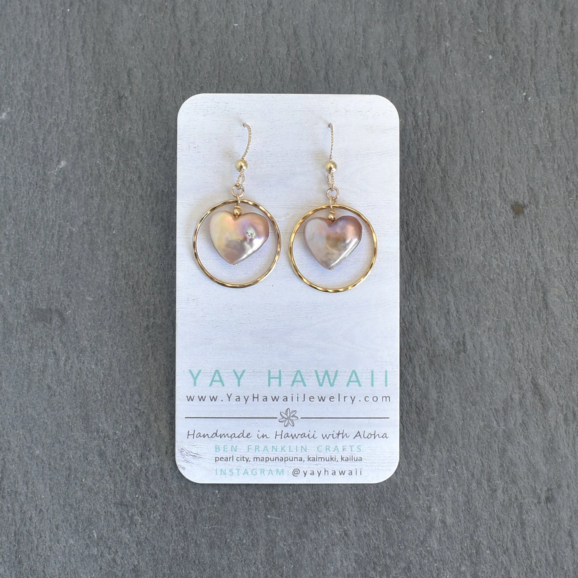 Heart Shape Pearl Medium Hoop Earrings