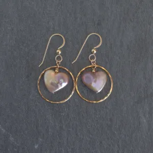 Heart Shape Pearl Medium Hoop Earrings