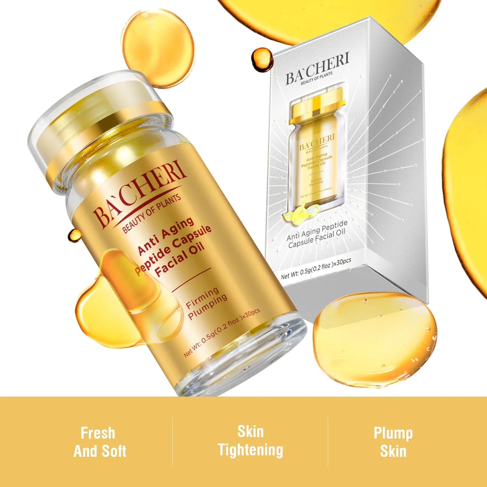 Kangrong OEM/ODM Face Care Capsules – Brightening & Firming Peptide Vitamin C Facial Oil