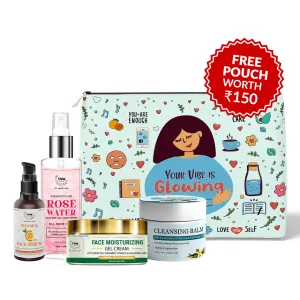 Make Up Removal Kit (Vitamin C Face Serum, Rose water, Face Moisturizing gel cream, Cleansing balm   Get a FREE Pouch)