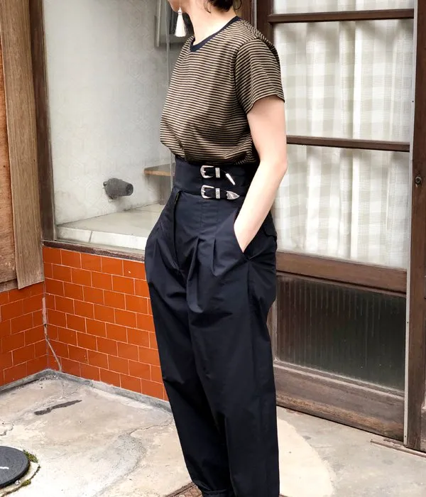 MARGARET HOWELL/EVEN STRIPE JERSEY TEE(NAVY)