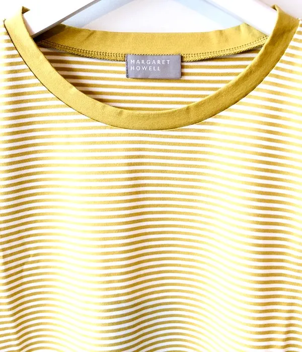 MARGARET HOWELL/EVEN STRIPE JERSEY TEE(YELLOW)