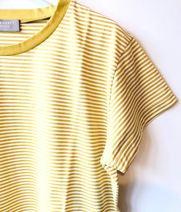 MARGARET HOWELL/EVEN STRIPE JERSEY TEE(YELLOW)