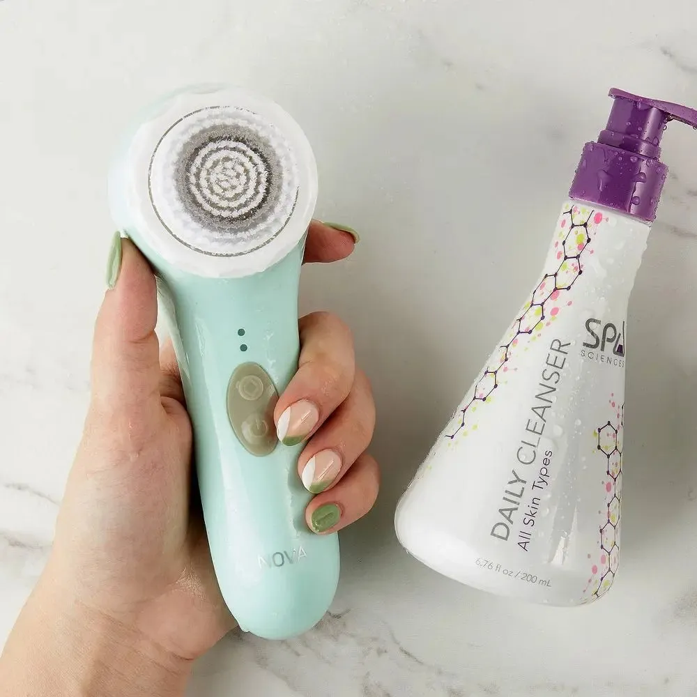 New - Spa Sciences Nova Antimicrobial Sonic Cleansing Brush & Infusion System - Mint