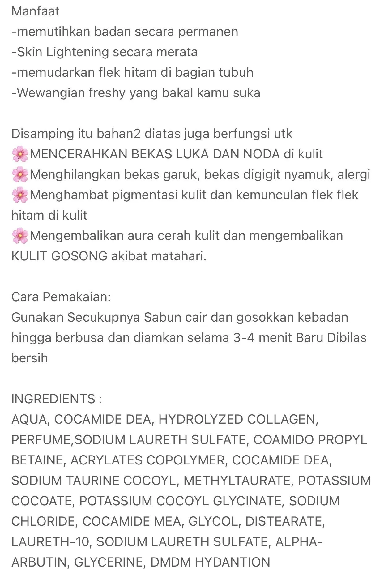 Precious Skin Thailand Alpha Arbutin 3 Plus Whitening Collagen Bath Cream Sabun Cair 350ml