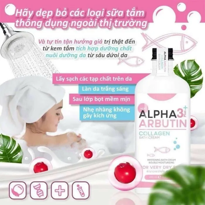 Precious Skin Thailand Alpha Arbutin 3 Plus Whitening Collagen Bath Cream Sabun Cair 350ml