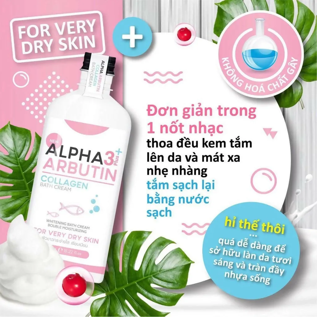 Precious Skin Thailand Alpha Arbutin 3 Plus Whitening Collagen Bath Cream Sabun Cair 350ml