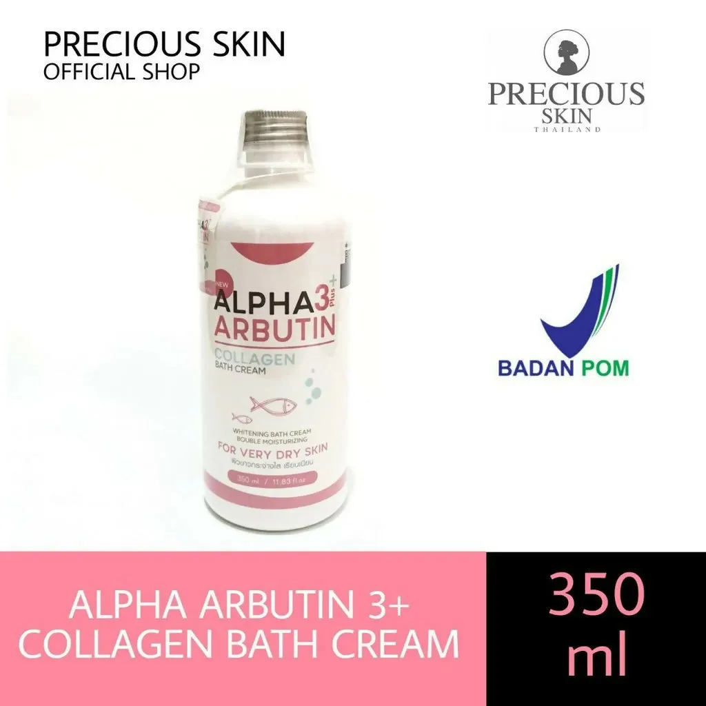 Precious Skin Thailand Alpha Arbutin 3 Plus Whitening Collagen Bath Cream Sabun Cair 350ml