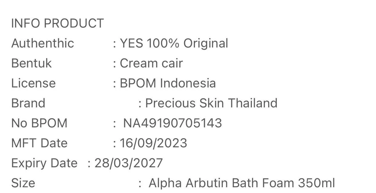 Precious Skin Thailand Alpha Arbutin 3 Plus Whitening Collagen Bath Cream Sabun Cair 350ml