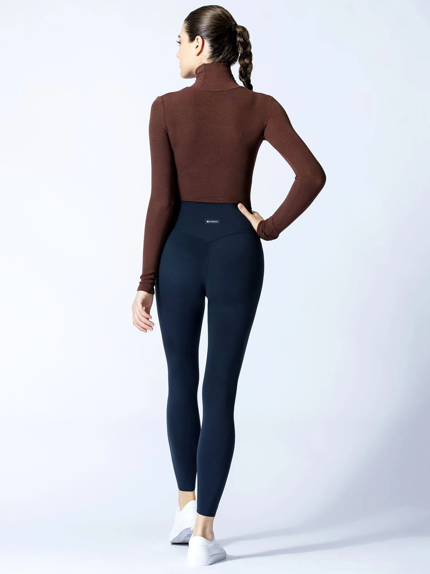 TURTLENECK BODYSUIT, DEEP BROWN