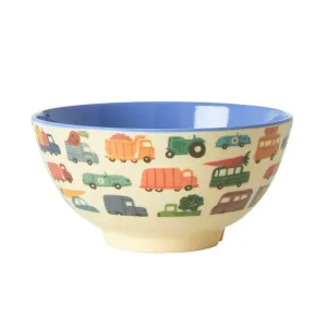 Two Tone Bowl in Happy Cars Print