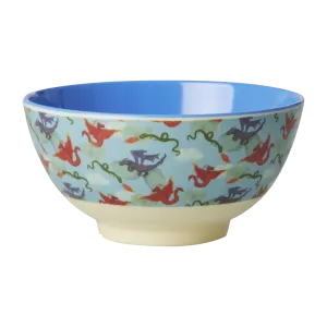 Two Tone Bowl with Dragon Print