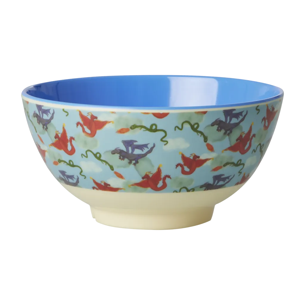 Two Tone Bowl with Dragon Print