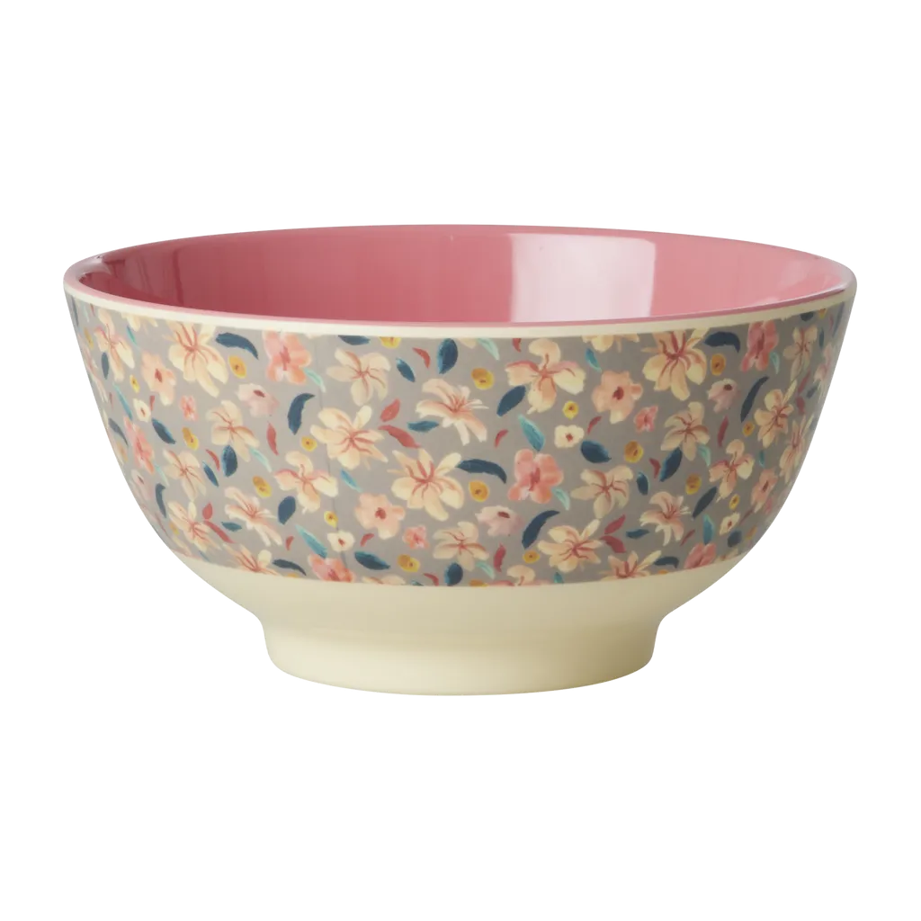 Two Tone Bowl with Small Sandy Flower