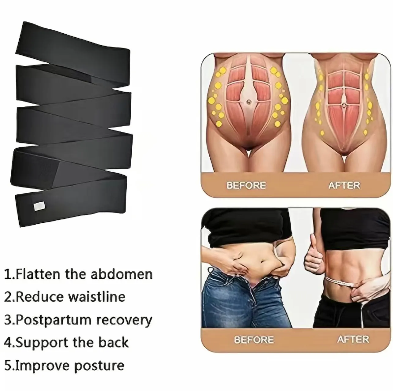 Waist Snatched Body Slimming Abdominal Wrap- Tiktok Viral Product!